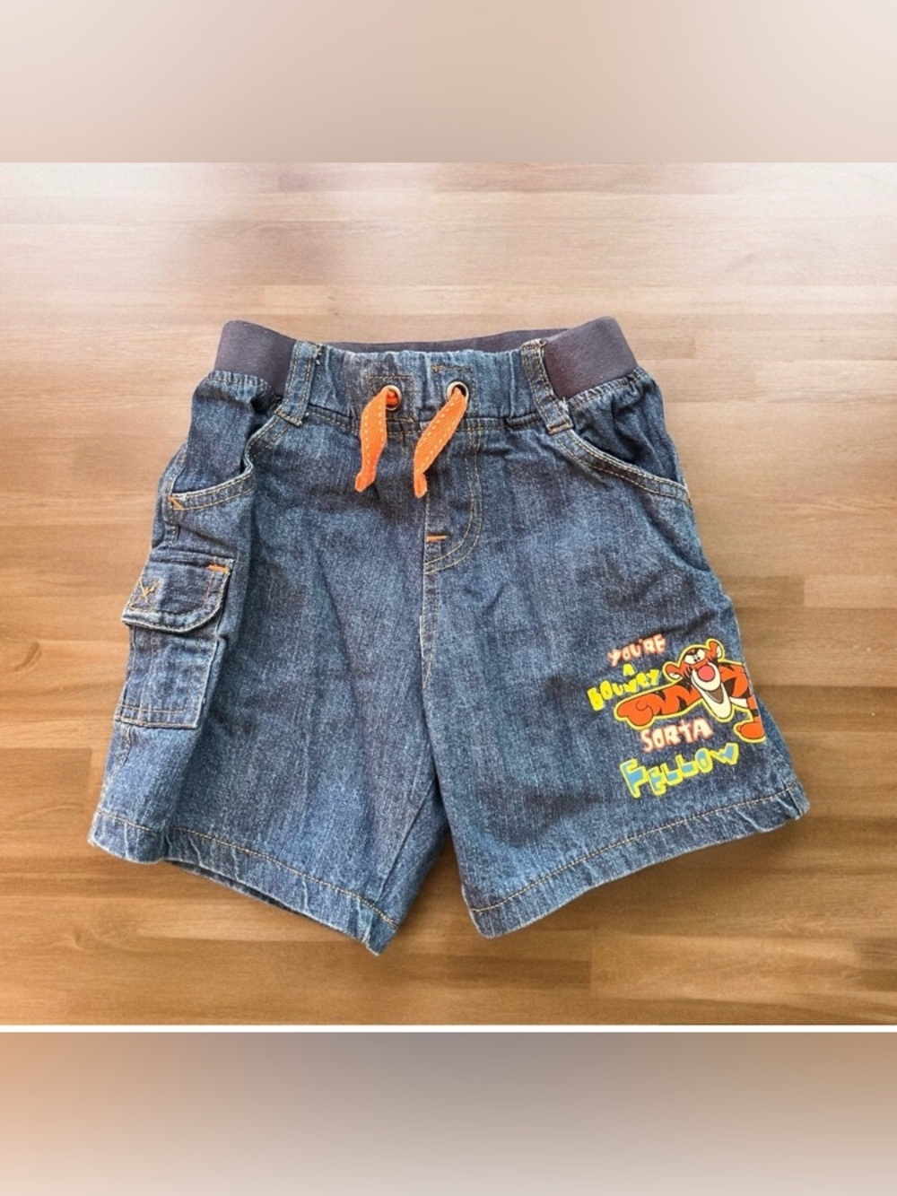 Disney Baby Winnie the Pooh Tigger Stretch Denim Shorts Pocket Size 18-24M Whims